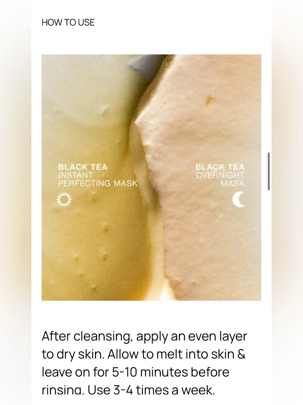 Fresh NIB Black Tea Instant Perfecting Face Mask - Travel SZ 15ml